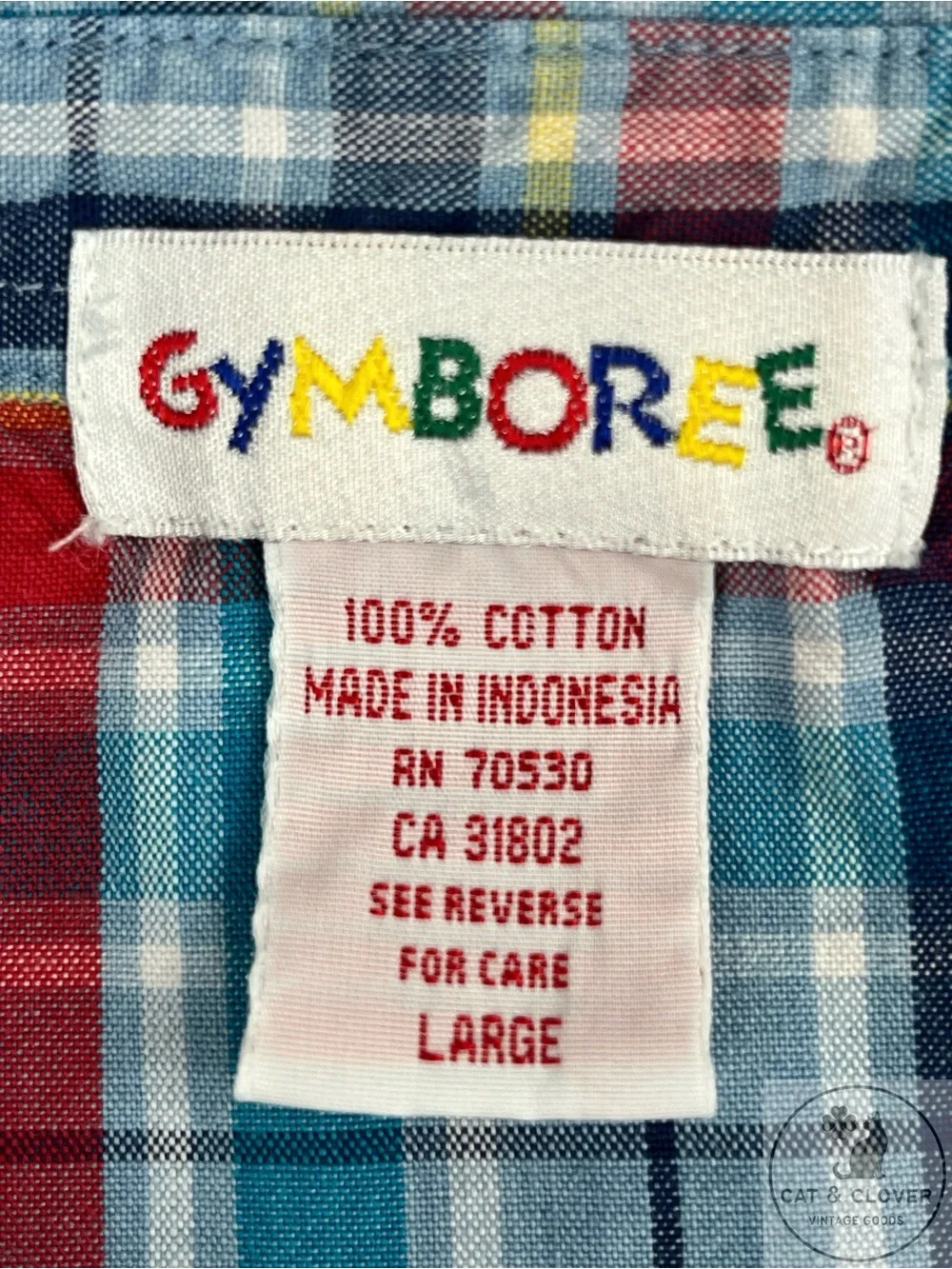 Gymboree 90s Rainbow Tag Plaid Long Sleeve Button Down Boys Shirt Large